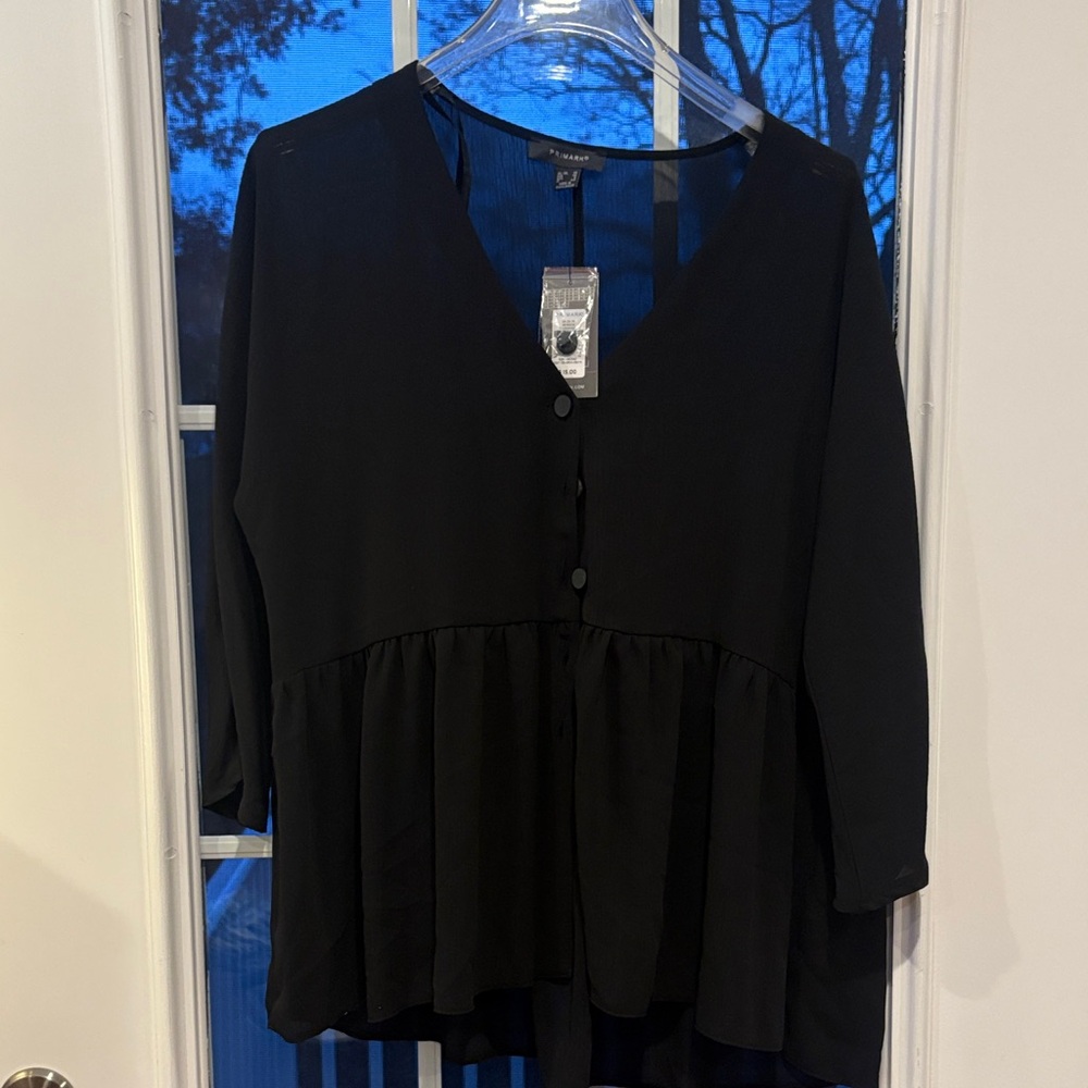 Primark Women's Black V-Neck Blouse